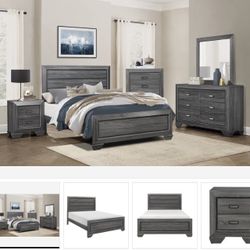 Beechnut Gray Panel Bedroom Set ( Queen, king, twin, full bedroom set - bed frame- tall dresser, nightstand and chest, mattress options