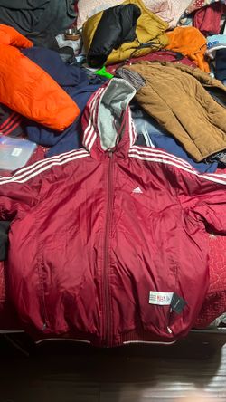 Burgundy adidas two face jacket