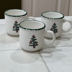 3 FURIO Home Christmas Tree Coffee Mugs Cups Sponge Tree 