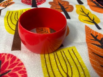 Y2K Cherry Red Wide Plastic Bangle - Retro Pop Color Cuff Bracelet