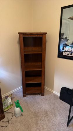 Tall Wooden Bookcase with 5 Shelves