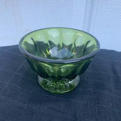 vintage Anchor Hocking emerald green glass pedestal bowl,Candy dish, Compote