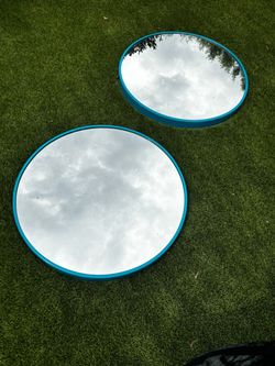 Teal circular 30x30 mirrors modern