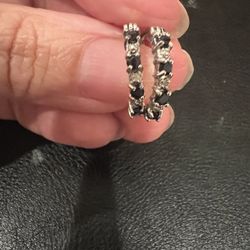 sterling silver sapphire hoop earrings 