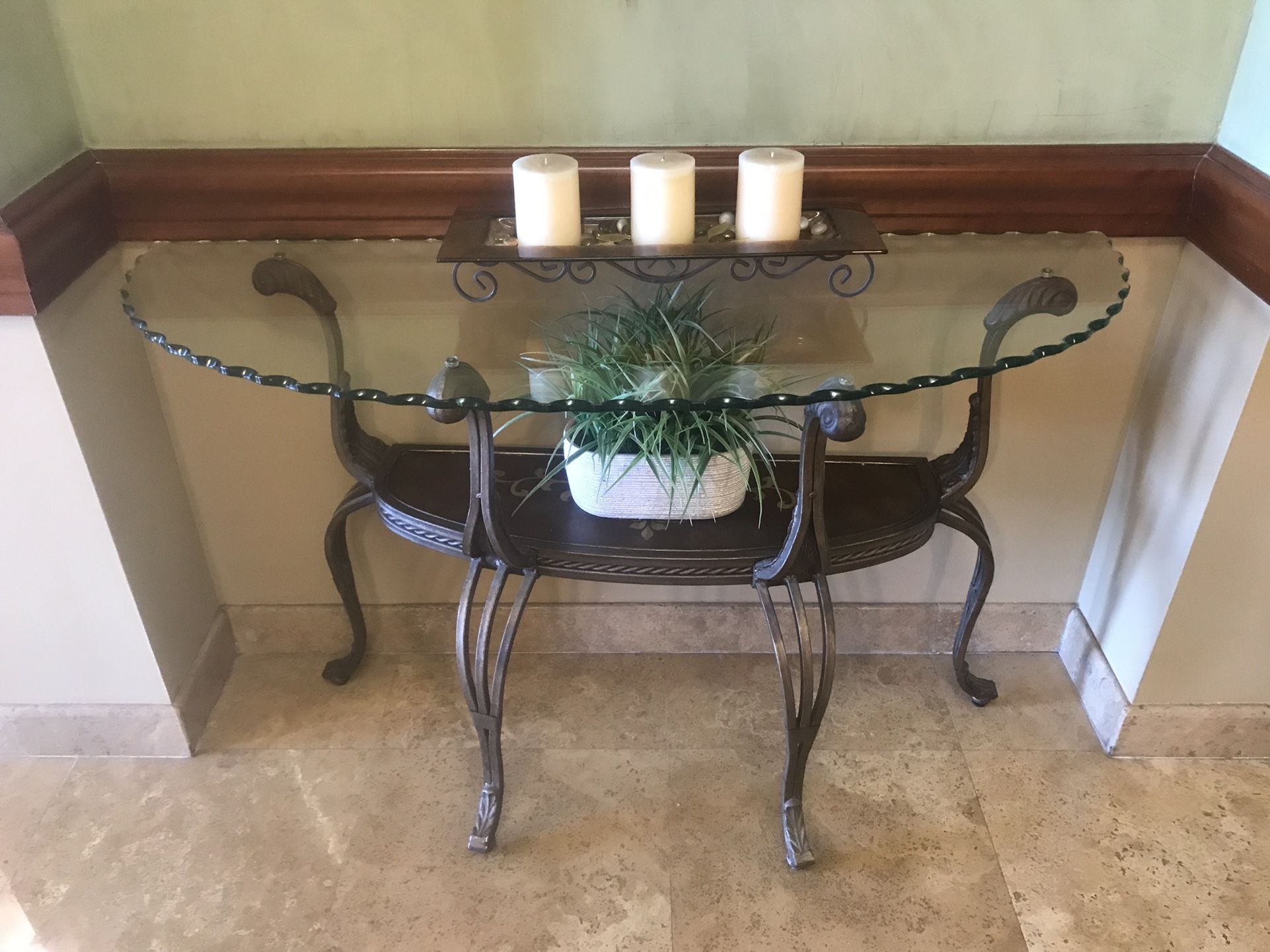 Glass table and mirror