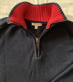 Burberry men’s sweater large, made in Italy. Navy blue. Worn once