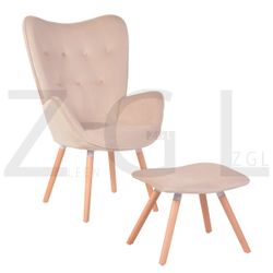 Homy Casa KAS Ottoman Blush Leisure Chair with Ottoman "26.77'' W x 28.74'' D x 41.73'' H" Modern Accent Chair for Living Room, Bedroom, Office