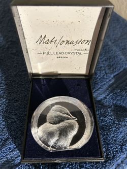 Mats Jonasson Duckling Paperweight  Swedish Lead Crystal
