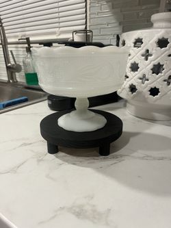 Vintage White Milk Glass Pedestal 