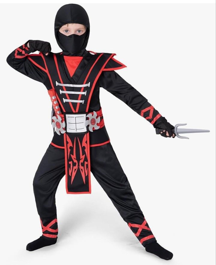 Red Samurai Ninja Warrior Halloween Costume Kid
