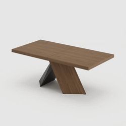 Modern Wood Dining Table with Geometric Base
