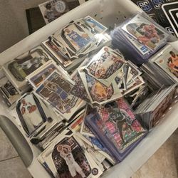 Basket of cards. Basketball Baseball Football Hockey 