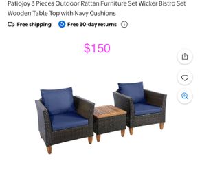 Patiojoy 3 Pieces Outdoor Rattan Furniture Set