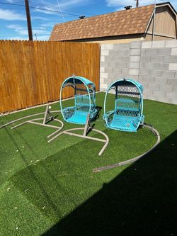 2 Hanging Egg Chairs w/ Stands – Restoration/DIY Project – $100 OBO