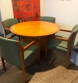 Small conference/family wood table with 4 chairs