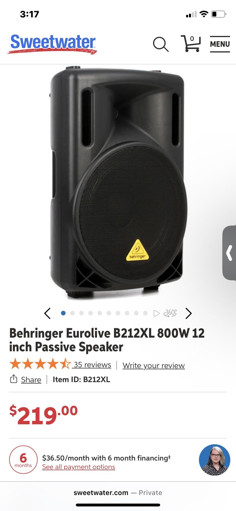 (2) Behringer Eurolive B212XL 800W 12” Passive Speaker