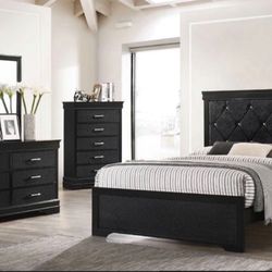 4-Pc Bedroom Set Queen Bed ,Dresser,Mirror, Nightstand #1 (Not Including mattress and box)