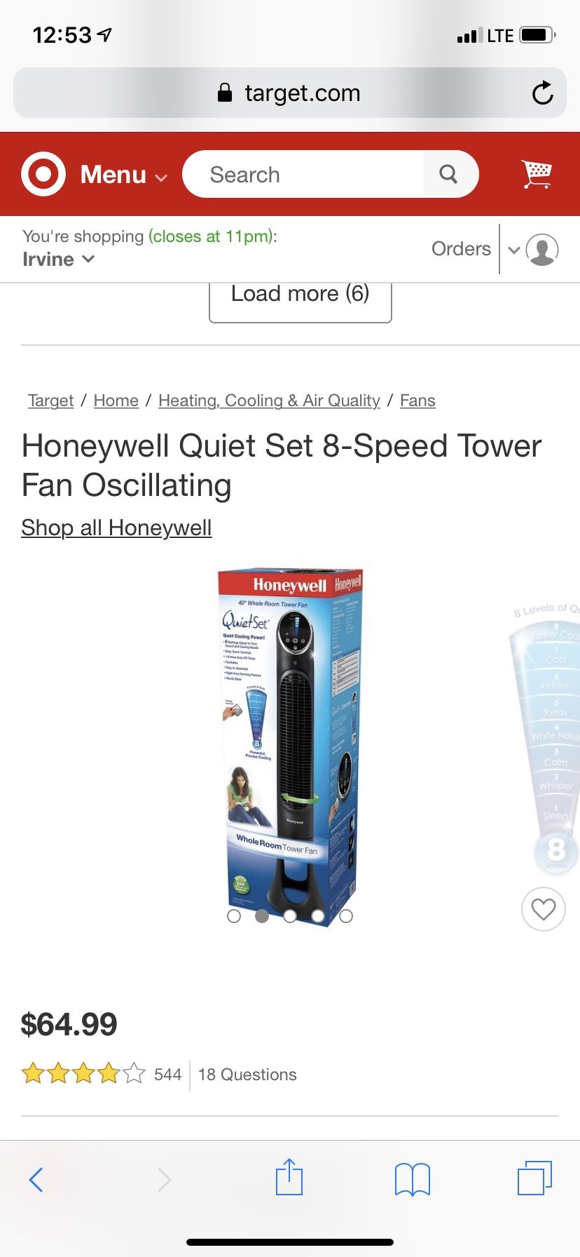 Honeywell tower fan 8 speed