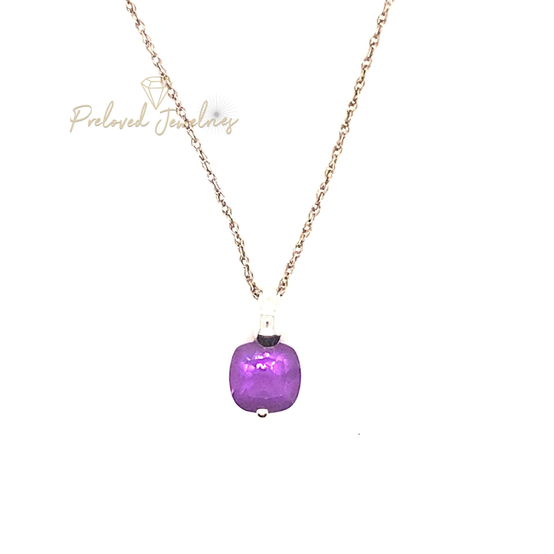 14k Cushion Cut Amethyst Necklace