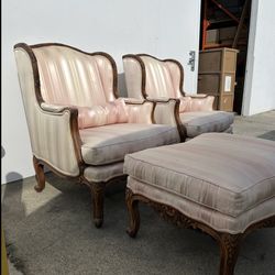 3pcs Vintage Accent chairs And Ottoman $250 