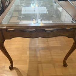 Solid Wood Dining Table with Glass Top - Classic & heavy