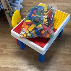 Duplo Table & Chair With Blocks