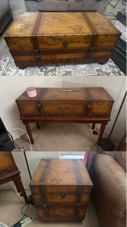 4 Piece Wooden Storage Trunk Set