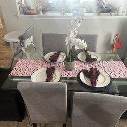 Extendable Dining Table Glass Rectangle 