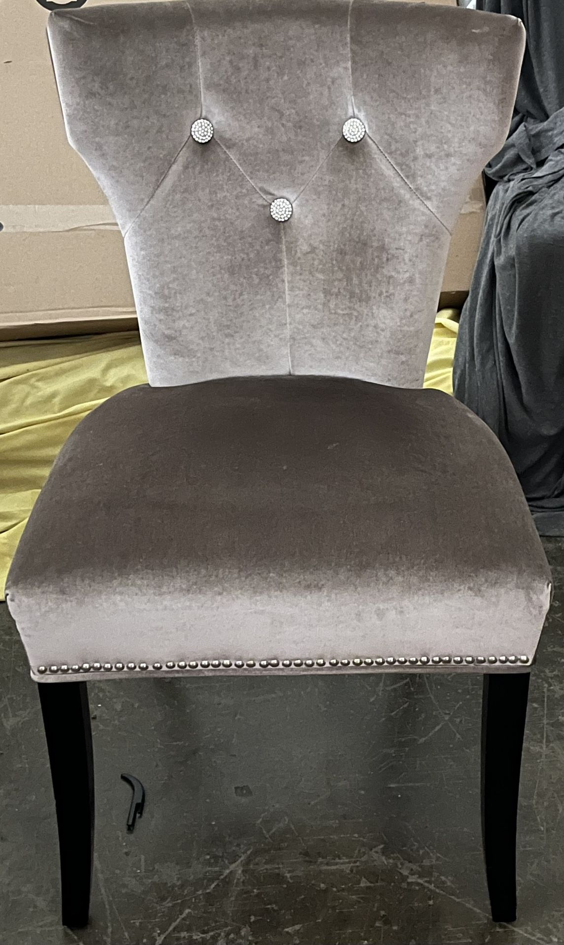 Elegant Velvet Chairs W/Rhinestone Buttons