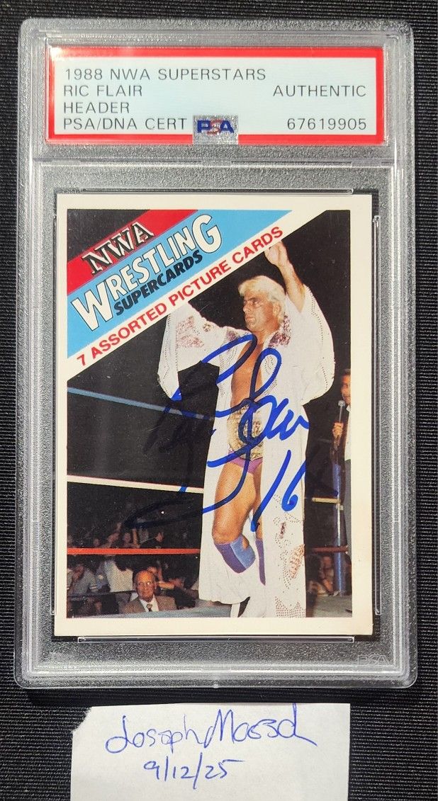 FS/NFT - PSA AUTHENTICATED - 1988 NWA WRESTLING SUPERSTARS RICK FLAIR 16X HEADER AUTOGRAPH CARD