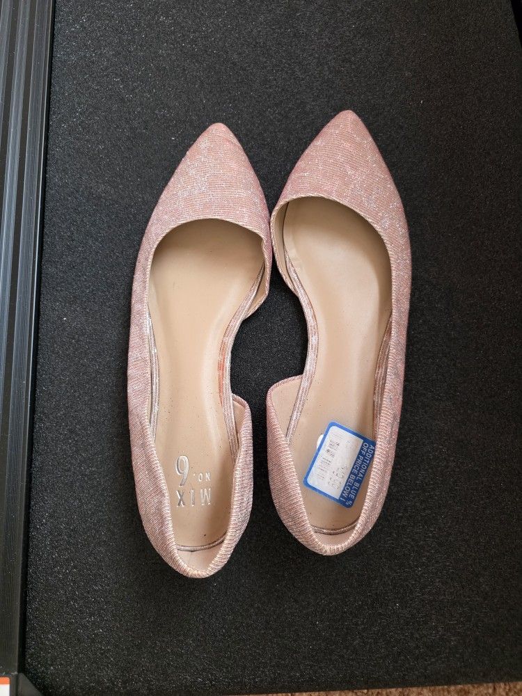 Pink Sparkly Flats Shoes - Lightly Worn