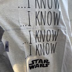 Disney’s Star Wars ''I Know'' Spirit Jersey for Adults NWT SIZE LARGE AND EXTRA SMALL AVAILABLE 