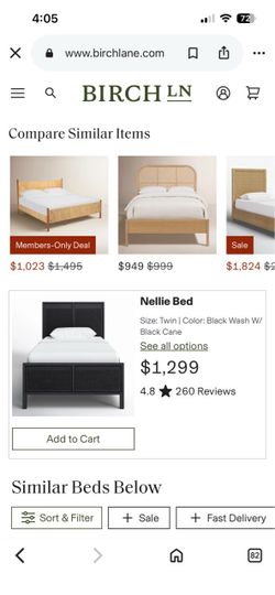 Four Hands Sydney Queen Cane Bed - Solid Mango Wood - Boho/Coastal Style