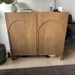 Mid-Century Modern Arch Cabinet / Storage Console in Natural Wood