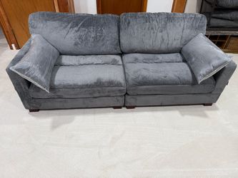 84.6 in. Modern Square Arm Corduroy Fabric Upholstered Rectangle 2-Seater Sofa in. Gray