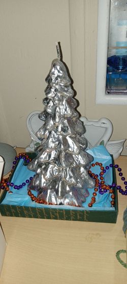 Silver Christmas Tree Candle