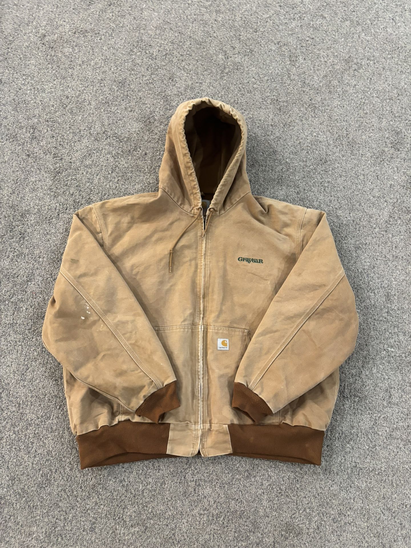 Vintage Tan Carhartt Hooded Workwear Jacket Mens Size XXL