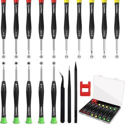 STREBITO 19-Piece Small Screwdriver Set, Mini Precision Screwdriver Set with Case, Phillips, Slotted