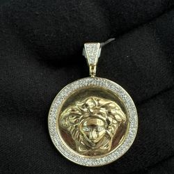 Medusa Charm 10K Yellow Gold 0.75CTW Diamonds 