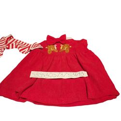 Christmas Themed Infant Baby Girl 3pcs Outfit Set, Size 100