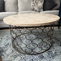 36” Round Stone Top Coffee Table