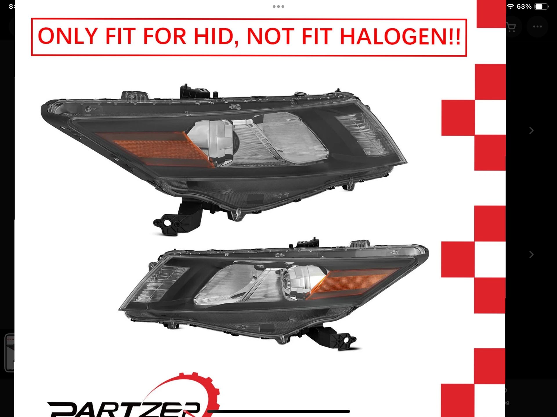 Set Of Headlights For Honda Crosstour With HID Bulbs