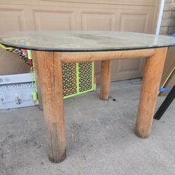 Glass top table and chairs,