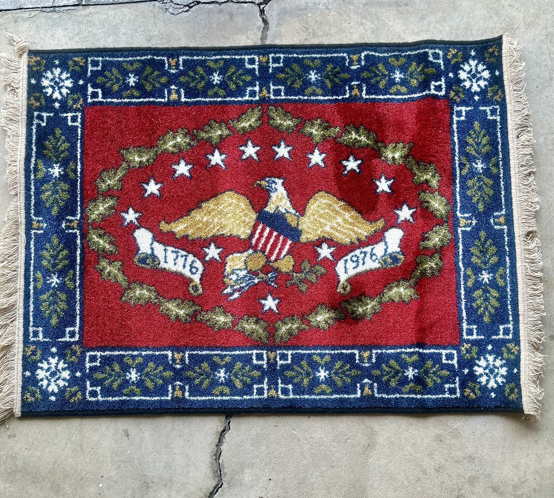 VINTAGE Deering Milliken Bicentennial Eagle Area Rug 2'-10" x 4'-4",