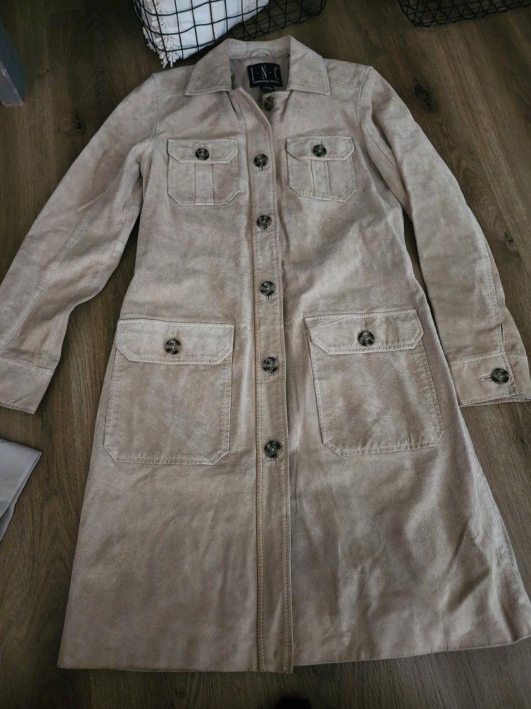 Womens INC INTERNATIONAL CONCEPTS Tan Suede Leather Lined Jacket