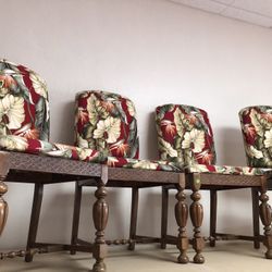 FOUR dining Room Chair Set FINE CARVED WOOD ANTIQUE 