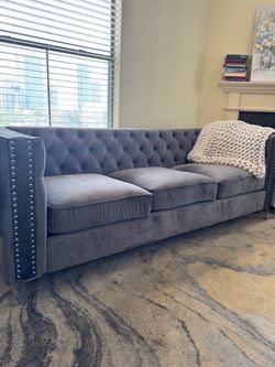 Modern Fort Gray Velvet Couch
