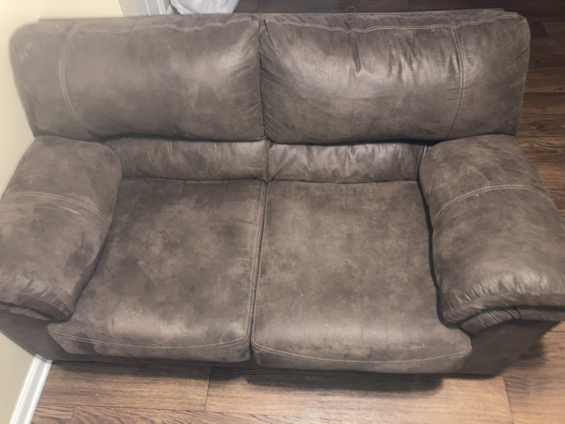 Suede Brown Oversized Loveseat