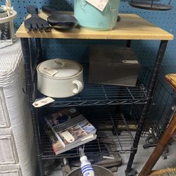 Kitchen Cart On Wheels  With Storage Basket