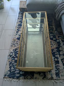 Brass & Glass 3-Tier Coffee Table — Glam / Hollywood Regency Style — $150